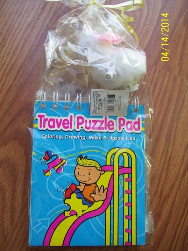 BRAND NEW COLORING DRAWING MAZE &amp; JIGSAW FUN TRAVEL PUZZLE PAD AND BUNNY WIND-UP