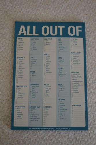 Knock-Knock “All out of” paper list pad, magnetic back for grocery list