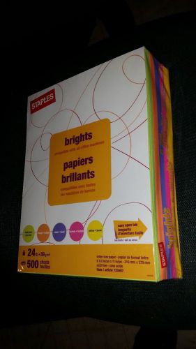 Staples Letter Size Brights, 24lb, Assorted Colors