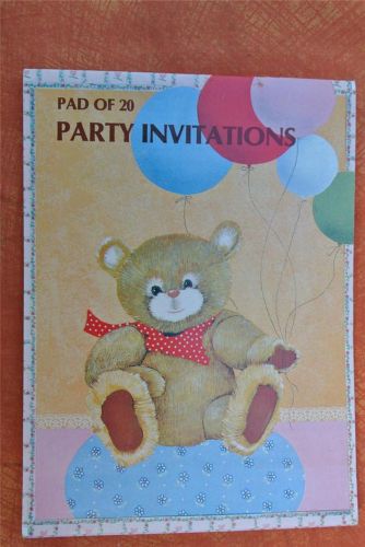PAD of 20 Paper Party Invitations PAD. 20 Sheets. NEW-UNUSED For Child 1yr-5-ys