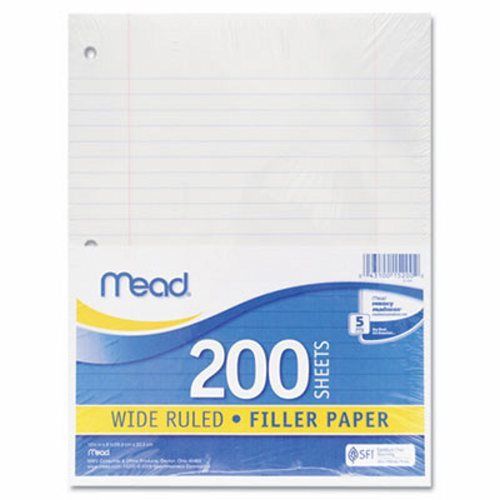 Mead Filler Paper, Wide Ruled, 3-hole punched, 10-1/2 x 8, 200 Sheets (MEA15200)