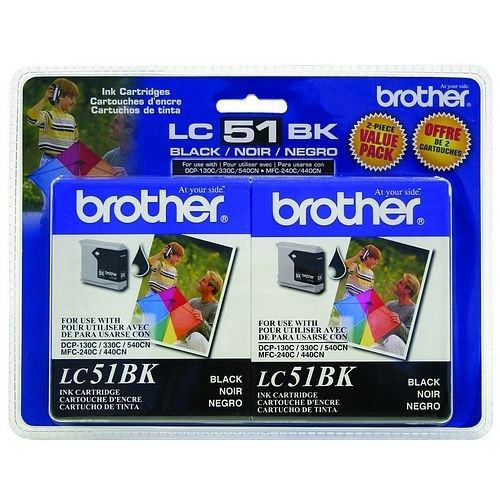 BROTHER INT L (SUPPLIES) LC51BK2PKS 2PK BLK INK CARTRIDGES
