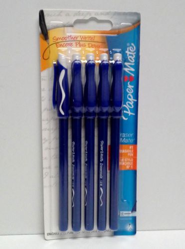 Papermate eraser mate ballpoint pen 1.0mm 5-pack, blue for sale