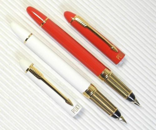 2colors POKY F 850 Fountain Pen RED+WHITH free 5 POKY cartridges BLACK ink