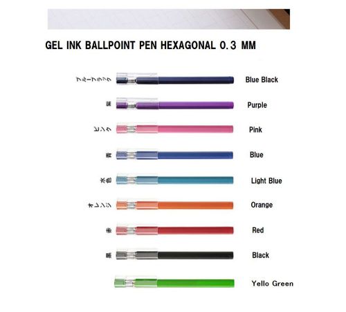 Muji high quality gel ink ballpoint pen 0.3mm hexagonal  9colors ultrafine moma for sale