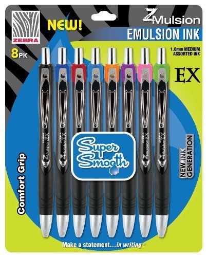 Zebra z-mulsion 8 pack assorted colors refillable pens (zeb34208) for sale