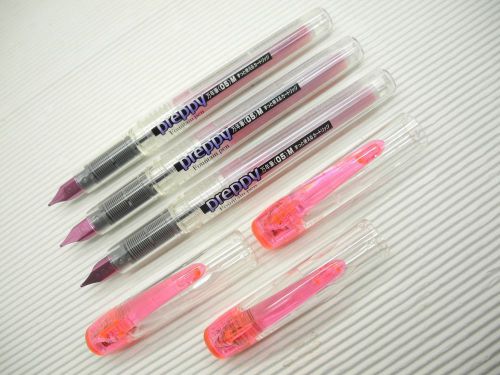 3pcs Platinum Preppy 0.5mm Medium Stainless Fountain Pen w/cap Pink(Japan)