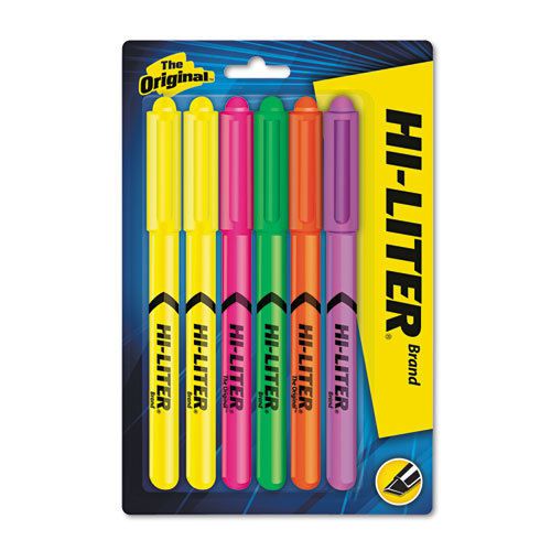 Avery HI-LITER Fluorescent Pen Style Highlighter, Chisel Tip, 5 Sets of 6