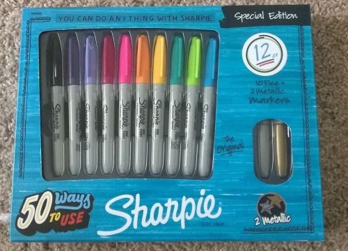 Sharpie Permanent Fine-Point Markers, Pack of 12, Sharpie Metallic Gift Set NEW