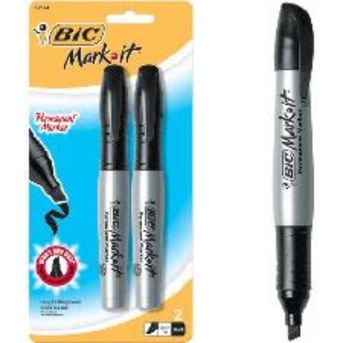 Bic mark-it chisel tip tank style marker large barrel black 2 count for sale