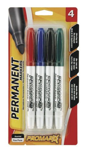 Promarx Permanent Markers, Fine Point, Assorted Colors, 4 Count (PE06-APFB04-48)