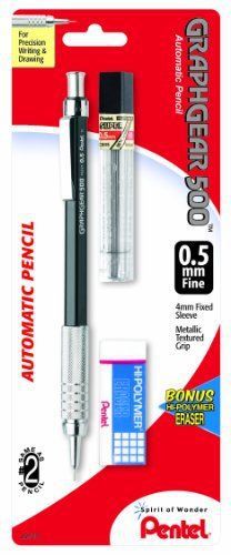 Pentel graph gear 500 automatic drafting pencil with lead and mini eraser, 0.5 for sale