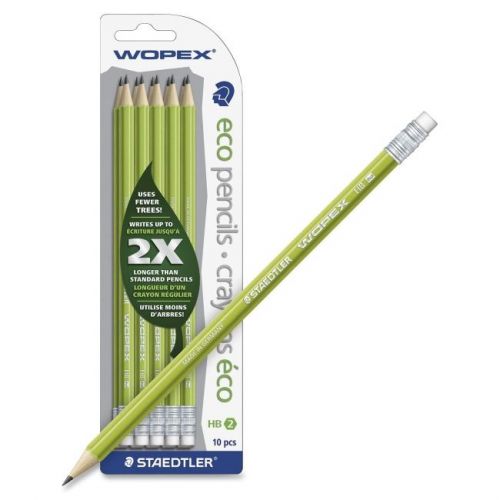 Staedtler wopex wood pencil - #2 pencil grade - black lead - green (18241bk10) for sale