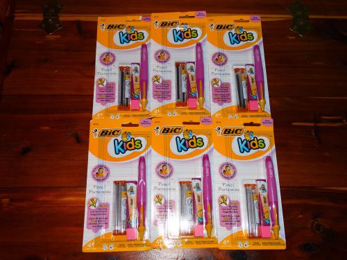 6 Bic Kids Mechanical Pencil Set Pink 1.3 mm Ages 4+ Sealed Free Shipping!!!!!!!