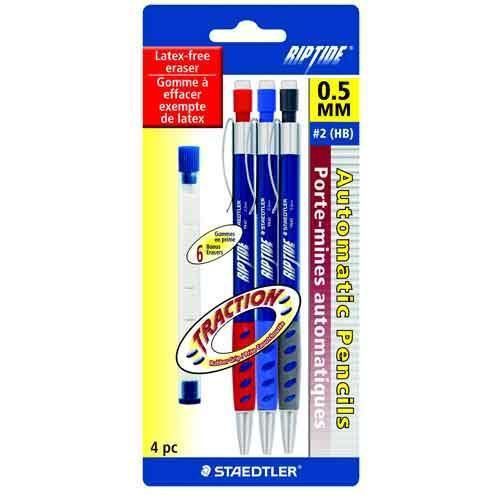 Staedtler riptide automatic pencil 0.5mm 3 count with 6 free eraser refills for sale