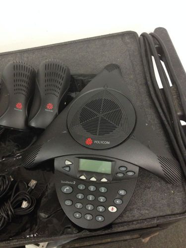 Polycom soundstation 2 conference phone - 2201-16000-601 w/power &amp; cables for sale