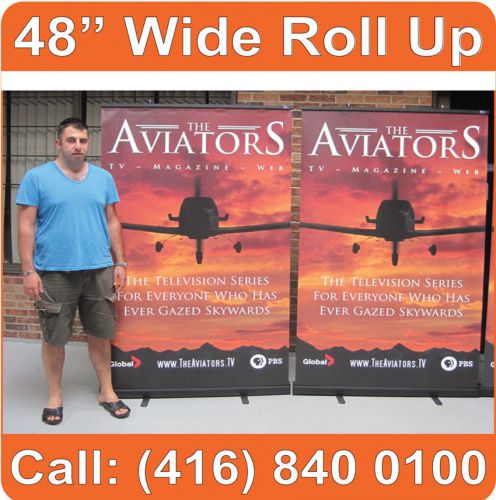 48&#034; wide pro black base roll pop up booth banner stand portable display tabletop for sale