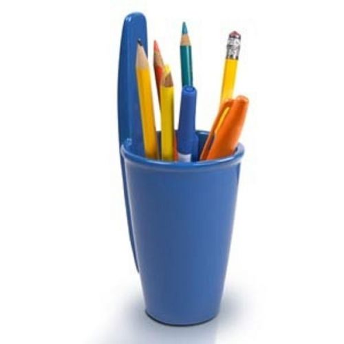 Uncapped pencil case blue ceramic table pencils holder office school study