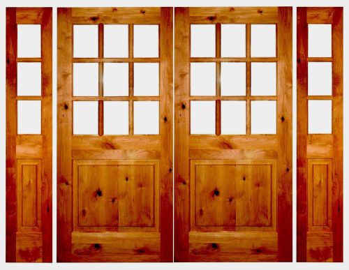 Knotty Alder 3/4 Glass Exterior Doors Patio Doors 72&#034; x 80&#034; with SDL Lights