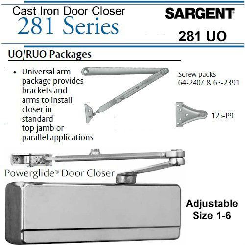 Sargent 281-UO/EN Powerglide Adjustable Door Closer w/ Package Universal Arm