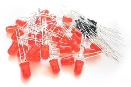 microtivity IL111 5mm Diffused Red LED w/ Resistors (Pack of 30)