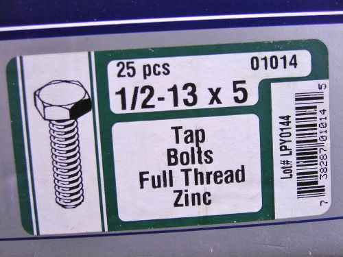 MIDWEST #01014 - 1/2-13X5 TAP BOLTS FULL THREAD ZINC 25 PCS