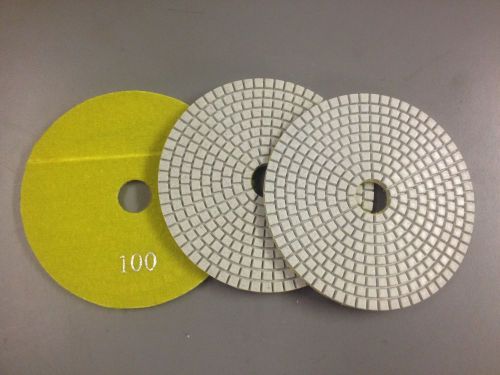 3 pack of 5&#034; diamond polishing pads 100 grit, granite concrete wet grinder floor for sale