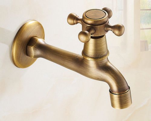 Antique brass long wall mounted mop pool faucet cold water tap for sale