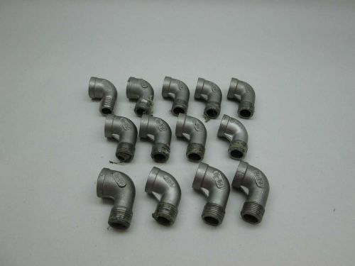 LOT 13 ASSORTED 304SS MALE TO FEMALE 1/2-150 90DEG PIPE FITTING D383357