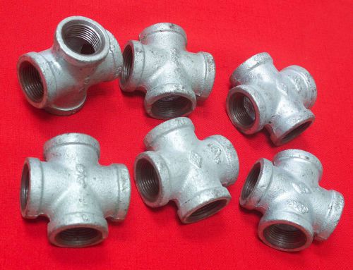 3/4&#034; cross fitting. galvanized. npt threaded. lot of 6 pc. new. free shipping. for sale