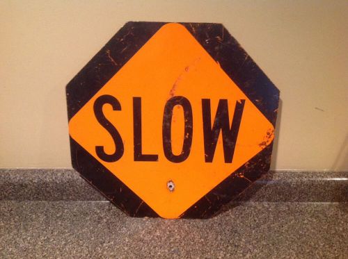 REFLECTIVE STOP SLOW HAND HELD SIGN TRAFFIC CONSTRUCTION ROAD MAINTANCE CREW