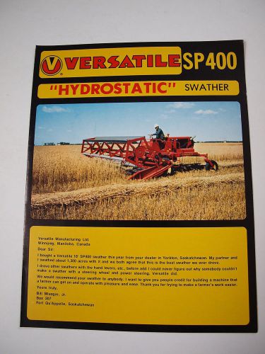 Versatile SP400 Hydrostatic Swather 700 4WD Tractor Color Brochure 6 pg MINT &#039;72