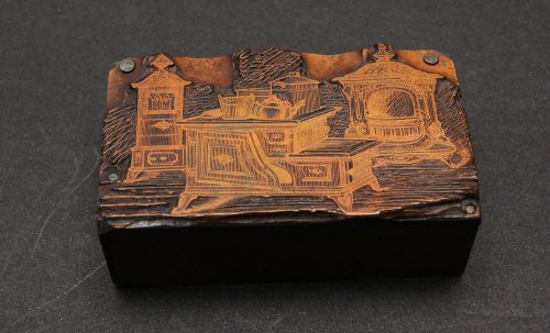 Copper Printing Block with Early 1900s  Kitchen Scene