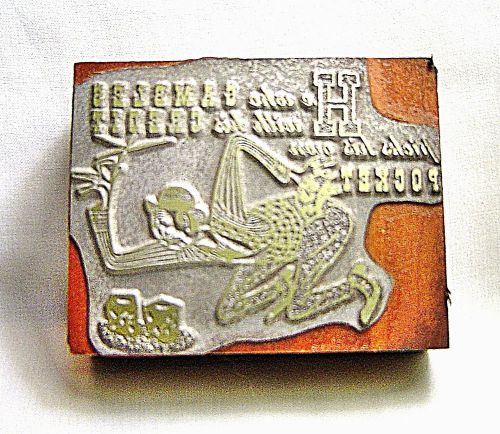 &#034;he who gambles with his credit picks his own pocket&#034;  - typeset printers block for sale