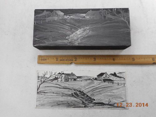 Letterpress Printing Printers Block, Farm w Agriculture Soil Erosion