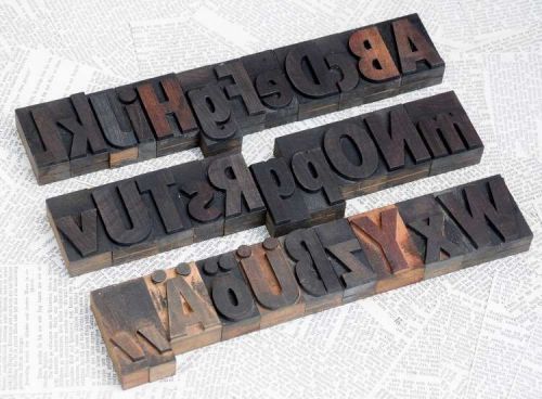 A-Z mixed alphabet letterpress wooden printing blocks wood type ABC letterform