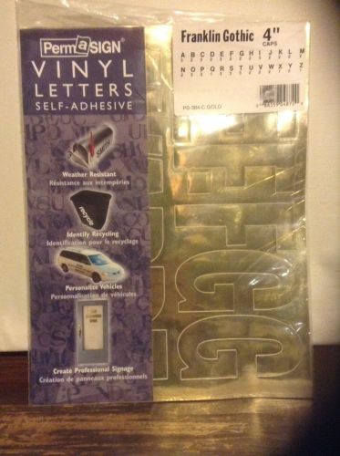 Permasign Vinyl Lettering Self-adhesive Gold 4&#034; Caps Franklin Gothic