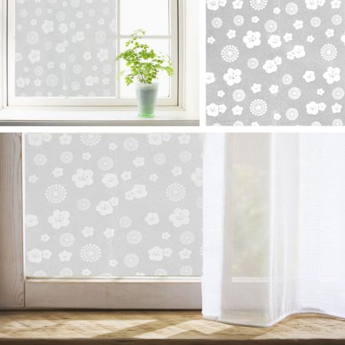 Recyclable frosted vinyl privacy window film flower sticker roll sheet 45x90cm for sale