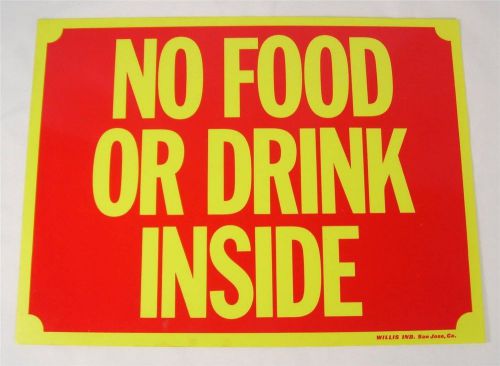 Store Sign Plastic &#034;No Food or Drink Inside&#034; Warning Signs Bar Restaurant
