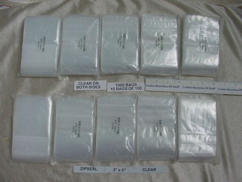 1000 clear 3&#034; x 3&#034; 2 mill plastic zip seal bags new for sale