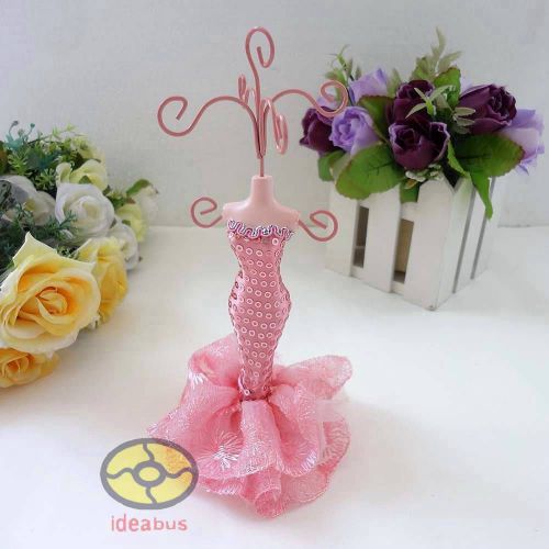PINK Long Dress Mannequin Jewelry Earring Necklace Display Holder Stand JD15c33