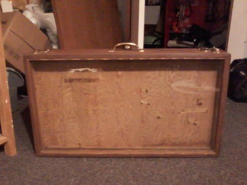 Rare! Vintage Portable Two- in-One Dual Sided Oak Display Case with Brass Handle