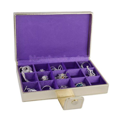 Pu leather 15 slots ring earring cuff watch jewelry display box case travel for sale