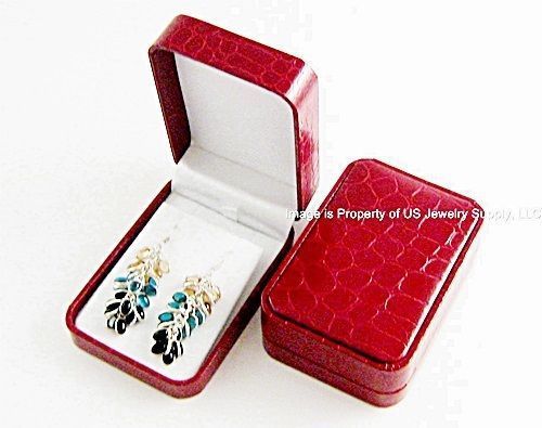 1 Elegant Red Crocodile Pattern Large Earring or Pendant Gift Box