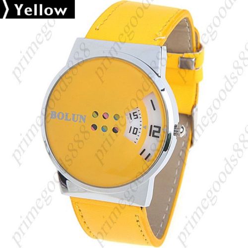 Unisex Quartz Watch Wrist Watch Synthetic Leather in Yellow Free Shipping