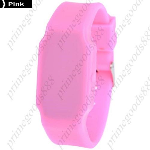 LED Unisex Wrist Watch Silica Gel Band in Pink Free Shipping WristWatch