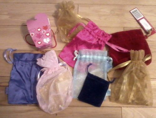 Assorted gift bags, nylon, satin, velvet &amp; mini gift box- see details for sizes for sale