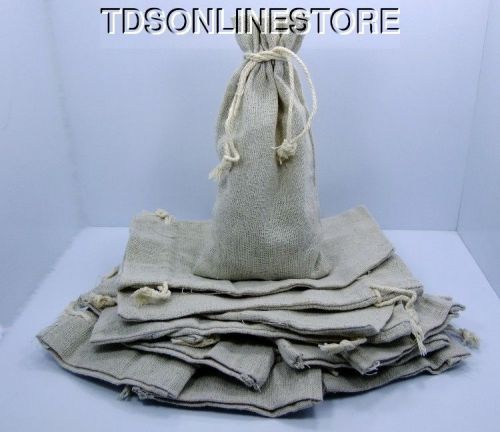 Lot OF12 Burlap Linen Color Drawstring Pouch Gift Bags 4x6 Inch