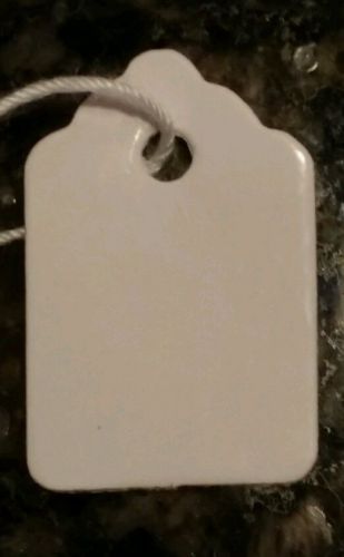 TA 1311 White Jewelry String Tags 15/16&#034; x 5/8&#034;  100 each garage sale clothes