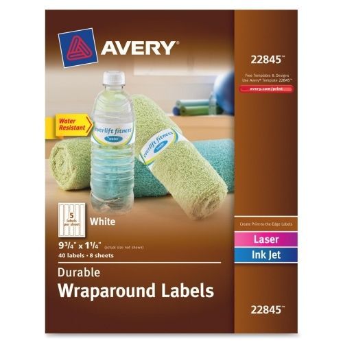 Avery Wraparound Durable Labels - 9.75&#034;Wx1.25&#034;L - 40/Pk - White